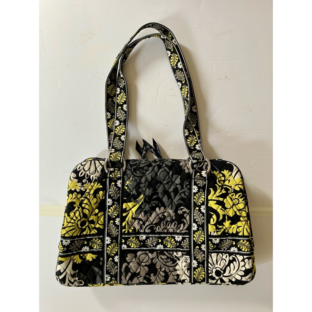 Vintage Vera Bradley 100% Premium Quilted Cotton Medium Chartreuse & Black Tote